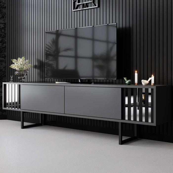 Hanah Home Soporte para TV Chrome Line Antracita y Negro